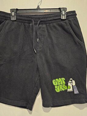 Empyre Tarnish Sweat Shorts Men's Size L Black Graffiti Print Cotton